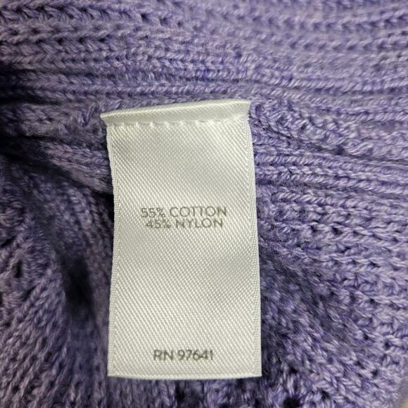 J. Jill Textured-Sides Crew Neck Sweater Purple Womens Size XS Soft Cozy - Picture 6 of 7